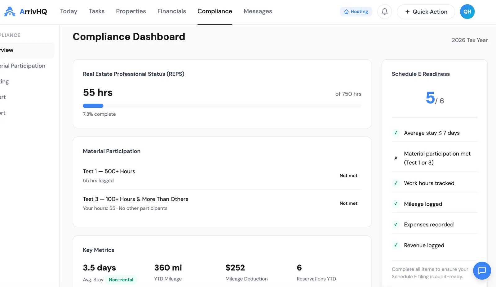 Compliance tracking and export